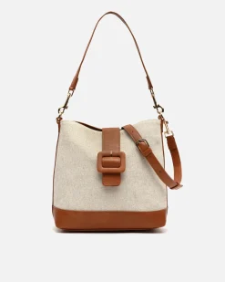 Bolso de hombro efecto rafia con asa bandolera extraíble