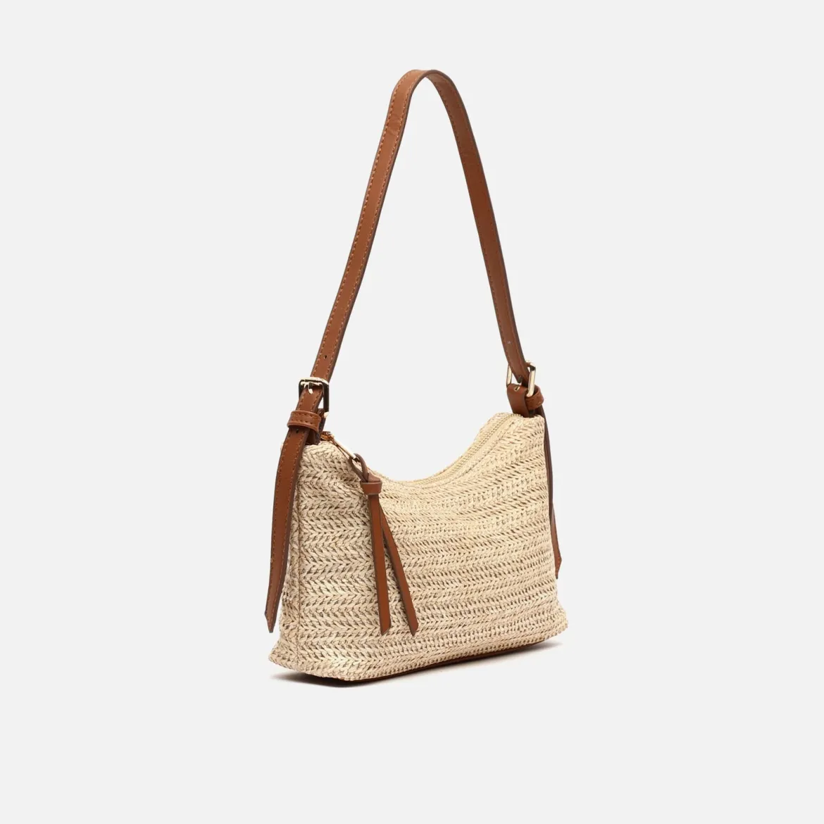Bolso de hombro efecto rafia