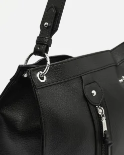 Bolso de hombro grande con detalles metálicos