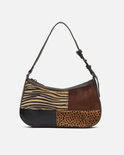 Bolso de hombro pequeño con estampado patchwork animal print