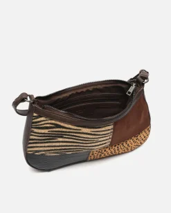 Bolso de hombro pequeño con estampado patchwork animal print