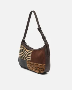 Bolso de hombro pequeño con estampado patchwork animal print