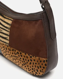 Bolso de hombro pequeño con estampado patchwork animal print