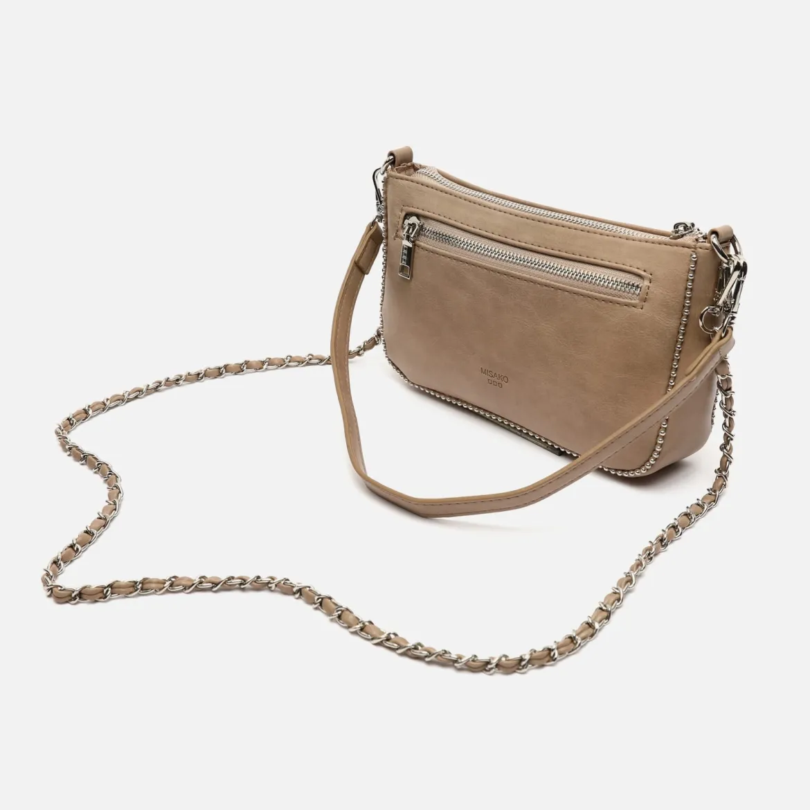 Bolso de hombro pequeño con asa bandolera y detalles metálicos