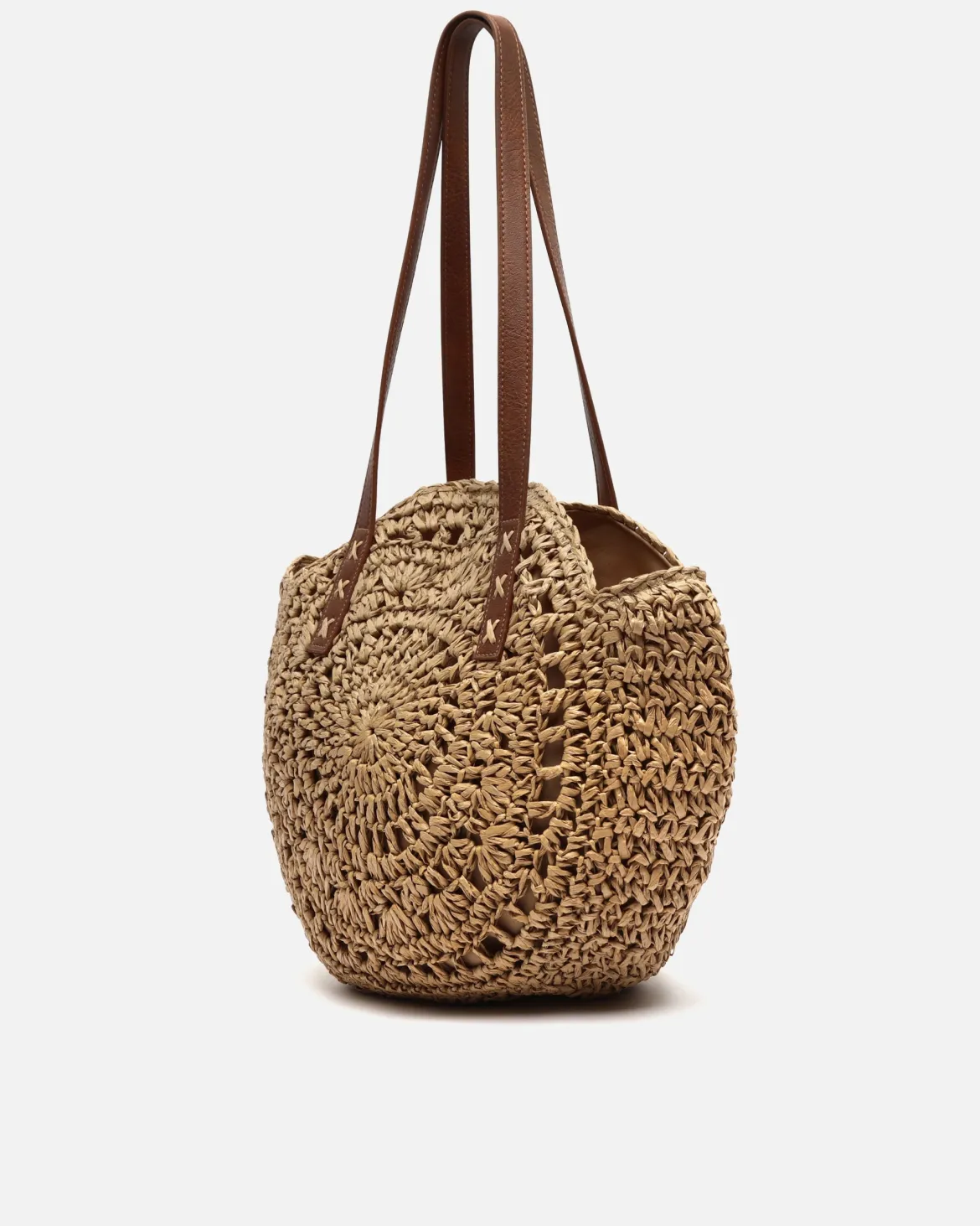 Bolso de hombro redondo grande efecto rafia