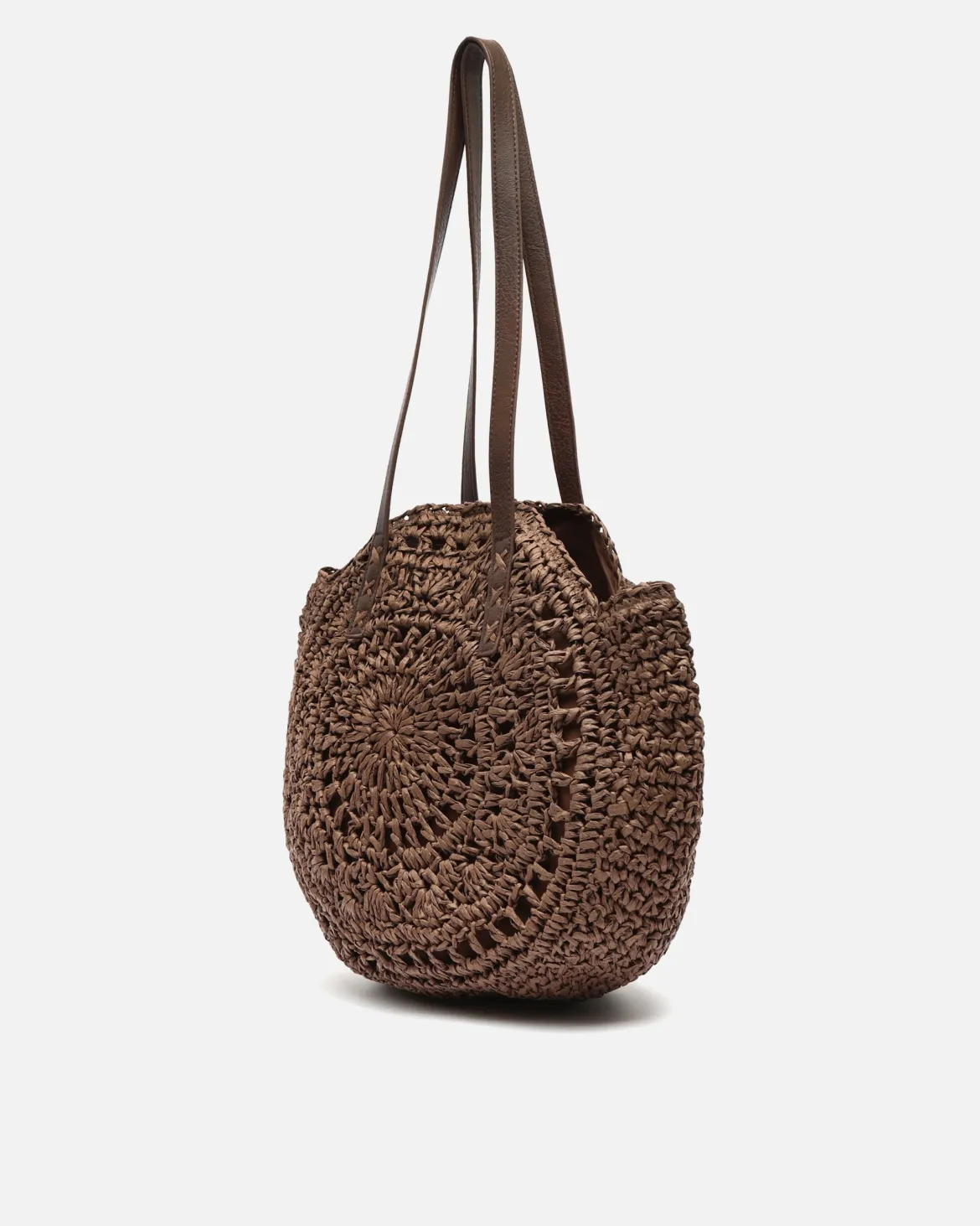 Bolso de hombro redondo grande efecto rafia