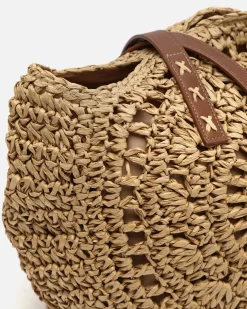 Bolso de hombro redondo grande efecto rafia