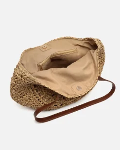 Bolso de hombro redondo grande efecto rafia