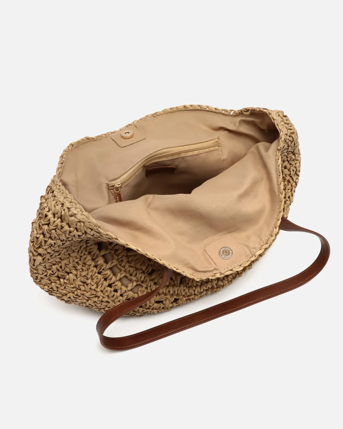 Bolso de hombro redondo grande efecto rafia