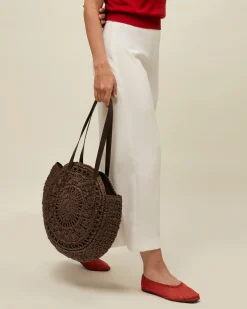 Bolso de hombro redondo grande efecto rafia