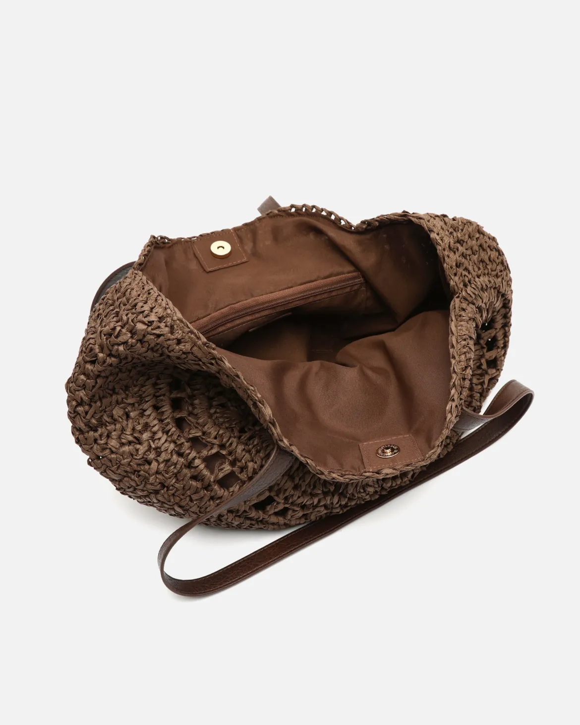 Bolso de hombro redondo grande efecto rafia