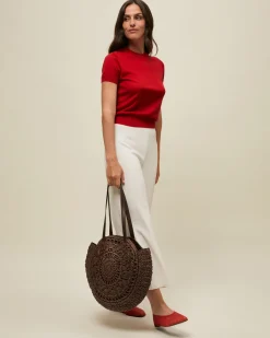 Bolso de hombro redondo grande efecto rafia