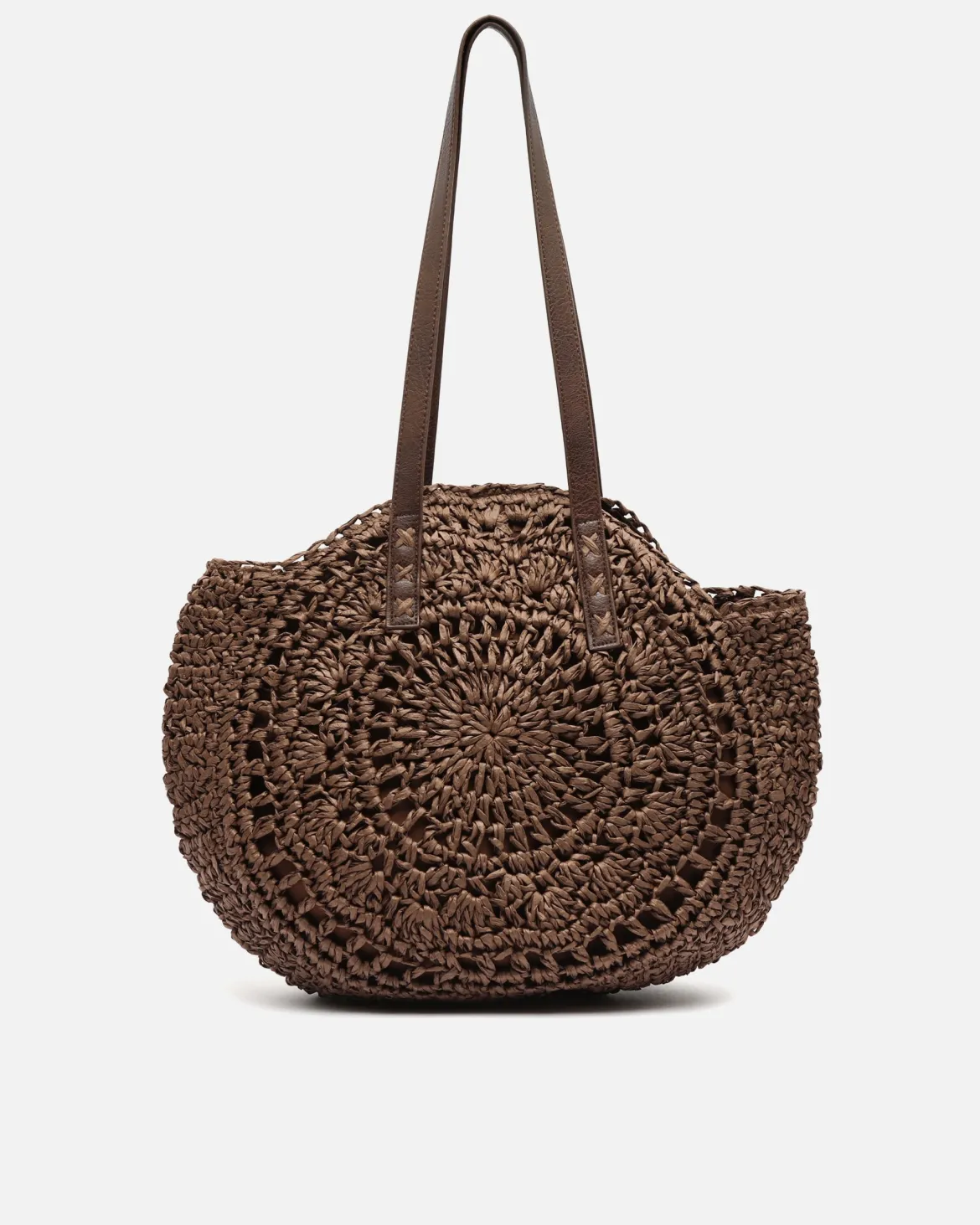 Bolso de hombro redondo grande efecto rafia