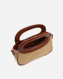 Bolso de mano efecto rafia con asa bandolera extraíble