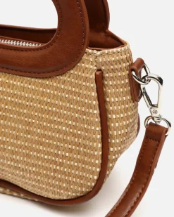 Bolso de mano efecto rafia con asa bandolera extraíble