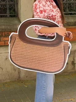 Bolso de mano efecto rafia con asa bandolera extraíble