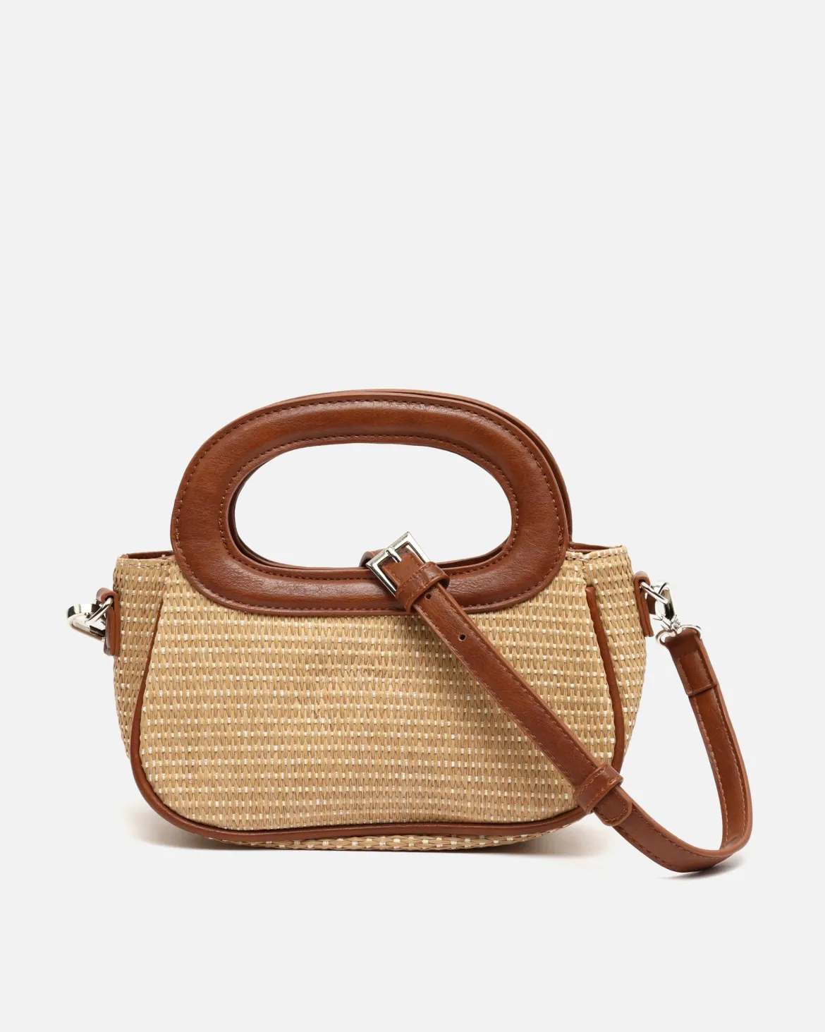 Bolso de mano efecto rafia con asa bandolera extraíble
