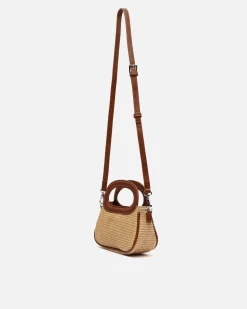 Bolso de mano efecto rafia con asa bandolera extraíble