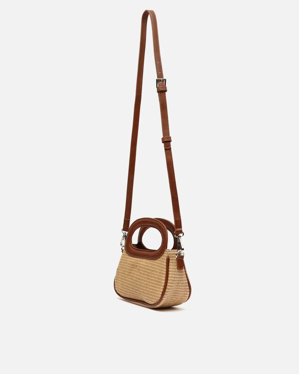 Bolso de mano efecto rafia con asa bandolera extraíble