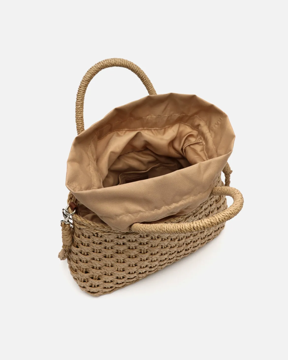 Bolso de mano pequeño efecto rafia con asa bandolera extraíble