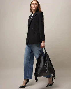 Bolso hobo con neceser extraíble y detalle flecos