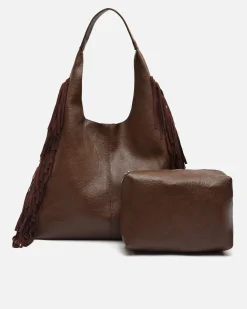 Bolso hobo con neceser extraíble y detalle flecos