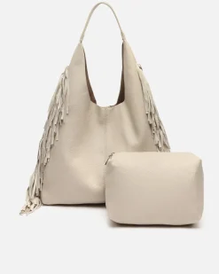 Bolso hobo con neceser extraíble y detalle fleco