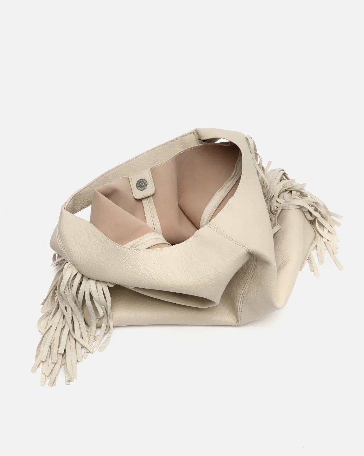 Bolso hobo con neceser extraíble y detalle fleco
