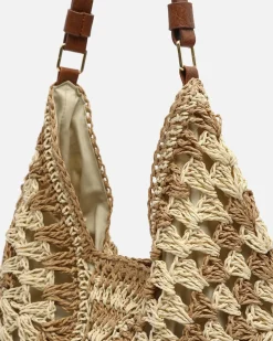 Bolso hobo efecto rafia con estampado