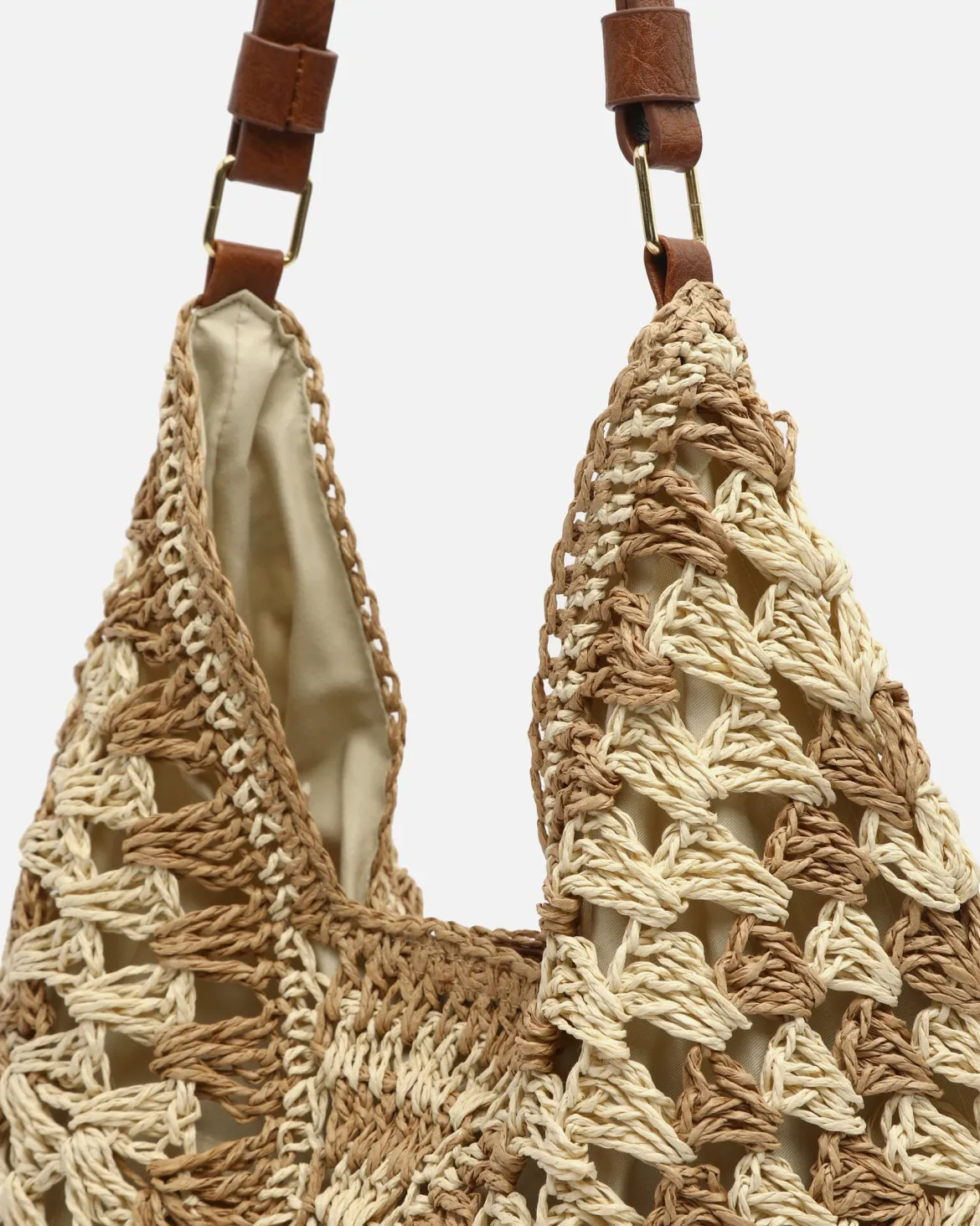 Bolso hobo efecto rafia con estampado