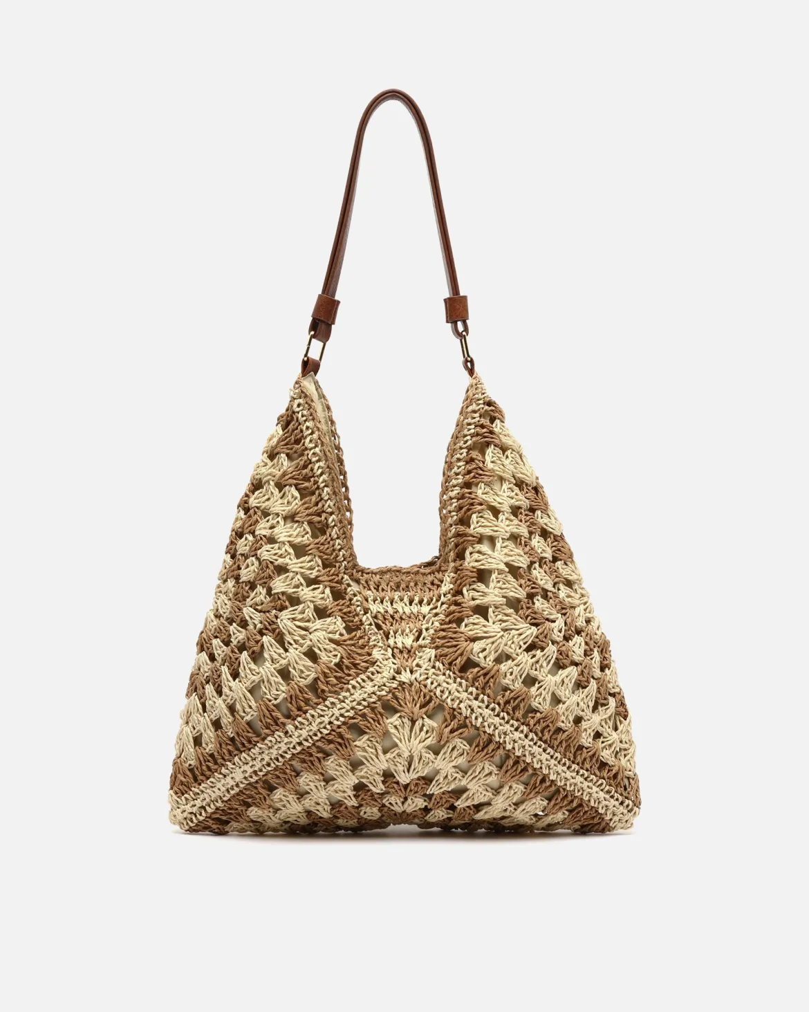 Bolso hobo efecto rafia con estampado