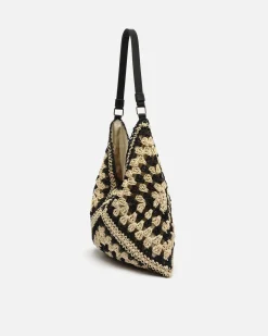 Bolso hobo efecto rafia con estampado