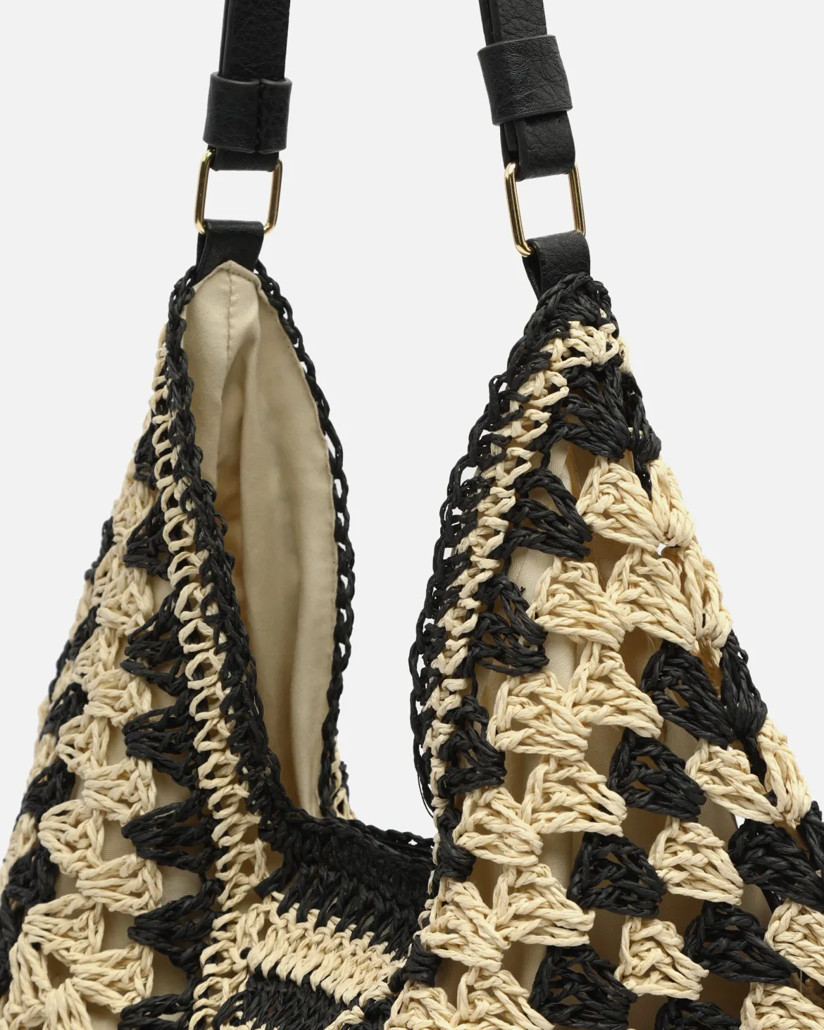 Bolso hobo efecto rafia con estampado