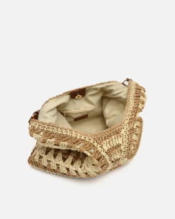 Bolso hobo efecto rafia con estampado