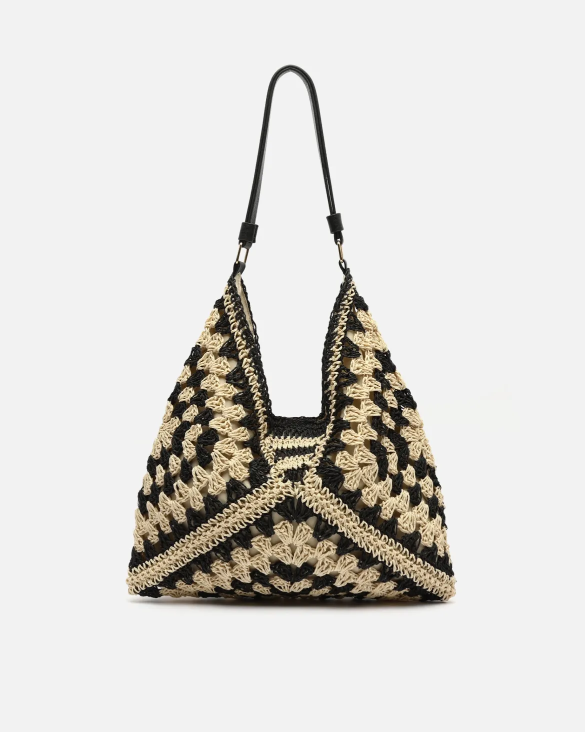 Bolso hobo efecto rafia con estampado