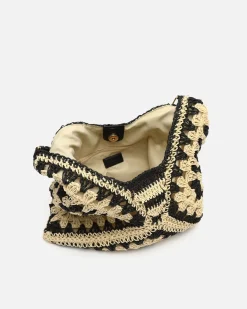 Bolso hobo efecto rafia con estampado