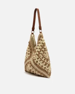 Bolso hobo efecto rafia con estampado