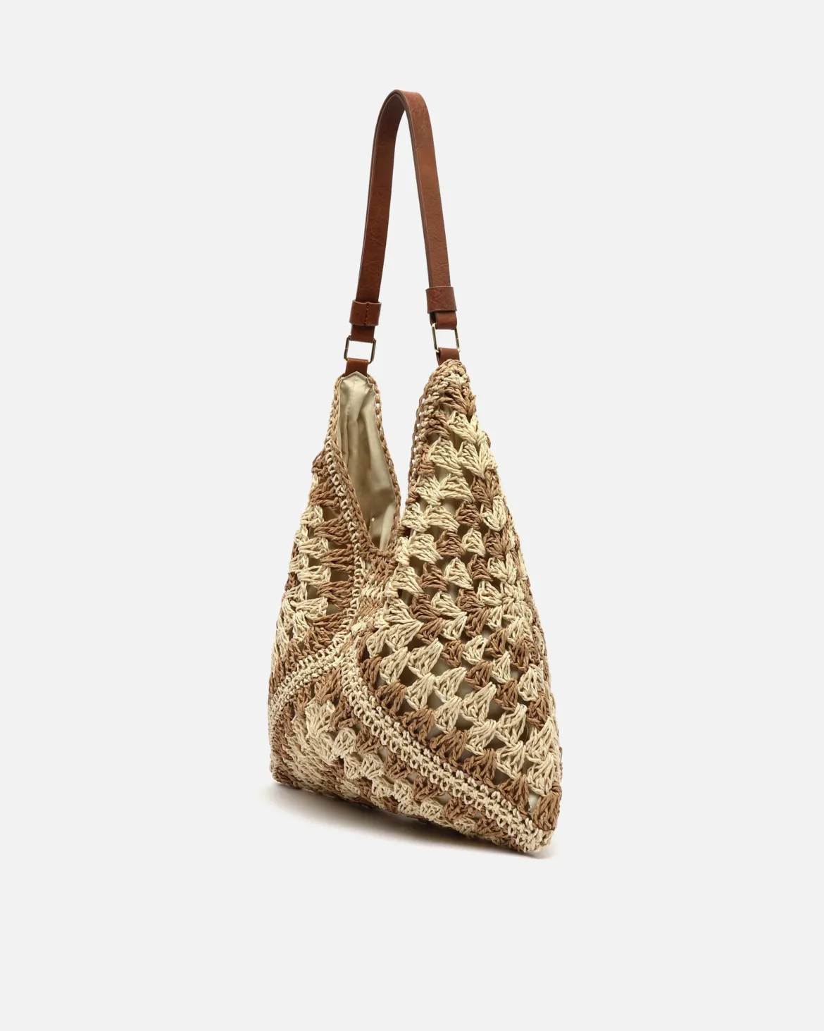 Bolso hobo efecto rafia con estampado