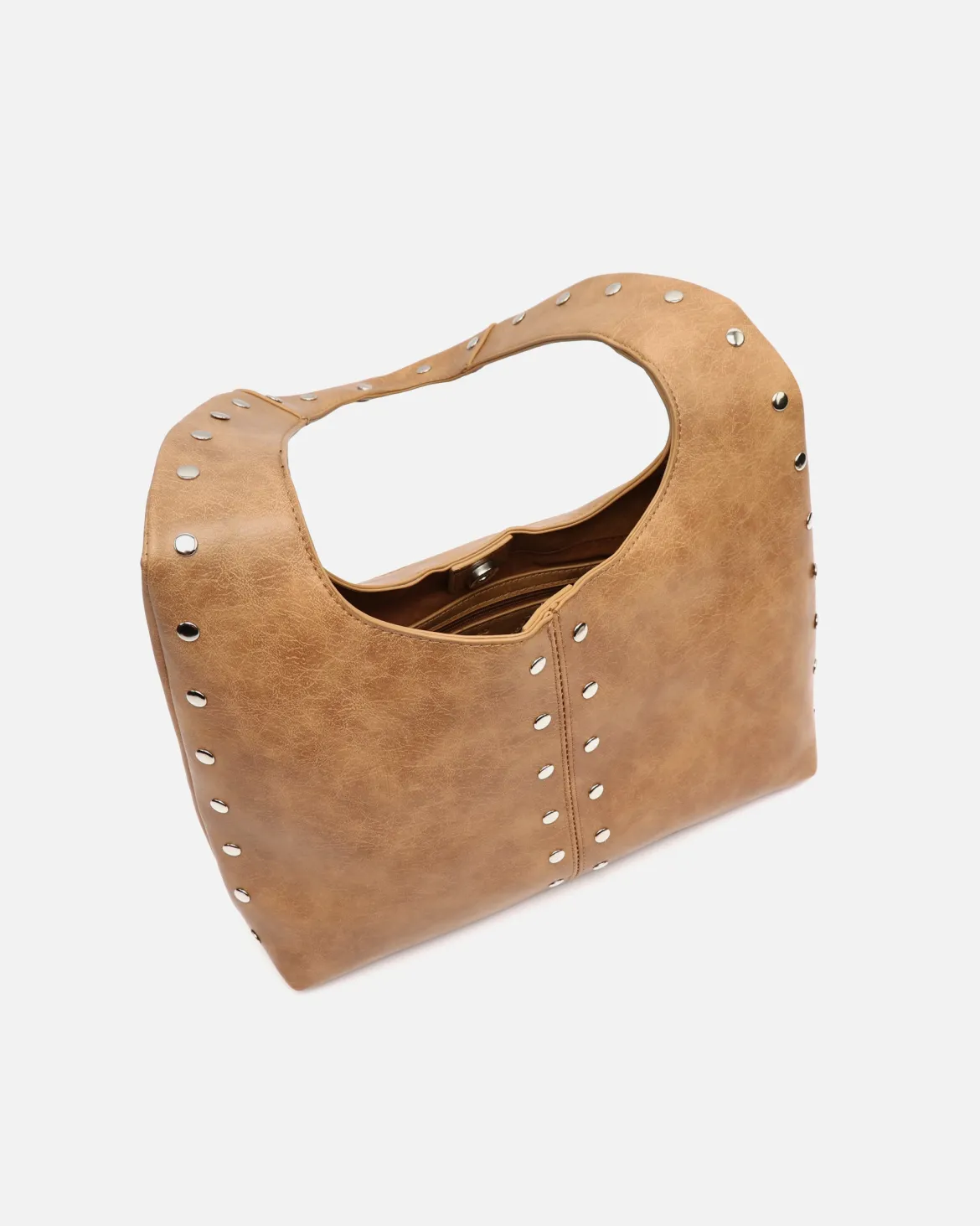 Bolso hobo grande con detalles metálicos