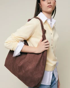 Bolso hobo grande efecto ante con neceser extraíble