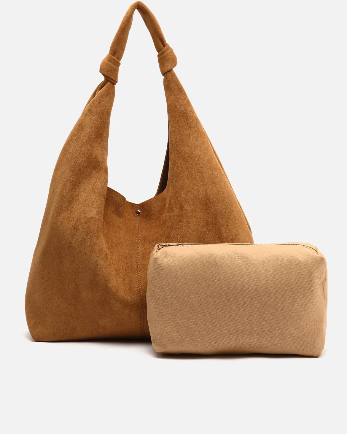 Bolso hobo grande efecto ante con neceser extraíble