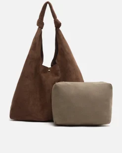 Bolso hobo grande efecto ante con neceser extraíble