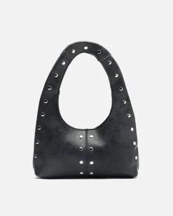 Bolso hobo pequeño con detalles metálicos