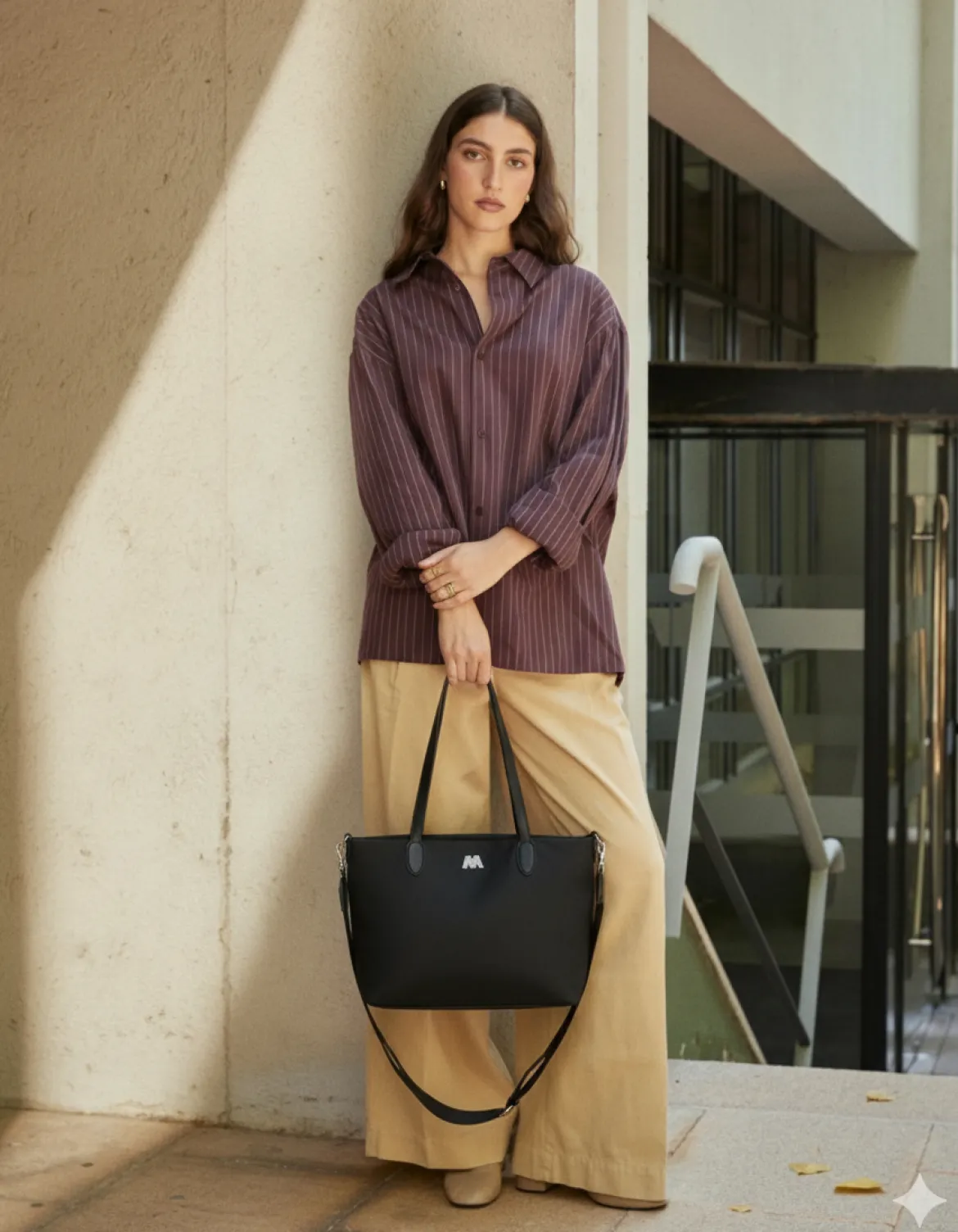 Bolso shopper de nylon con asa bandolera extraíble