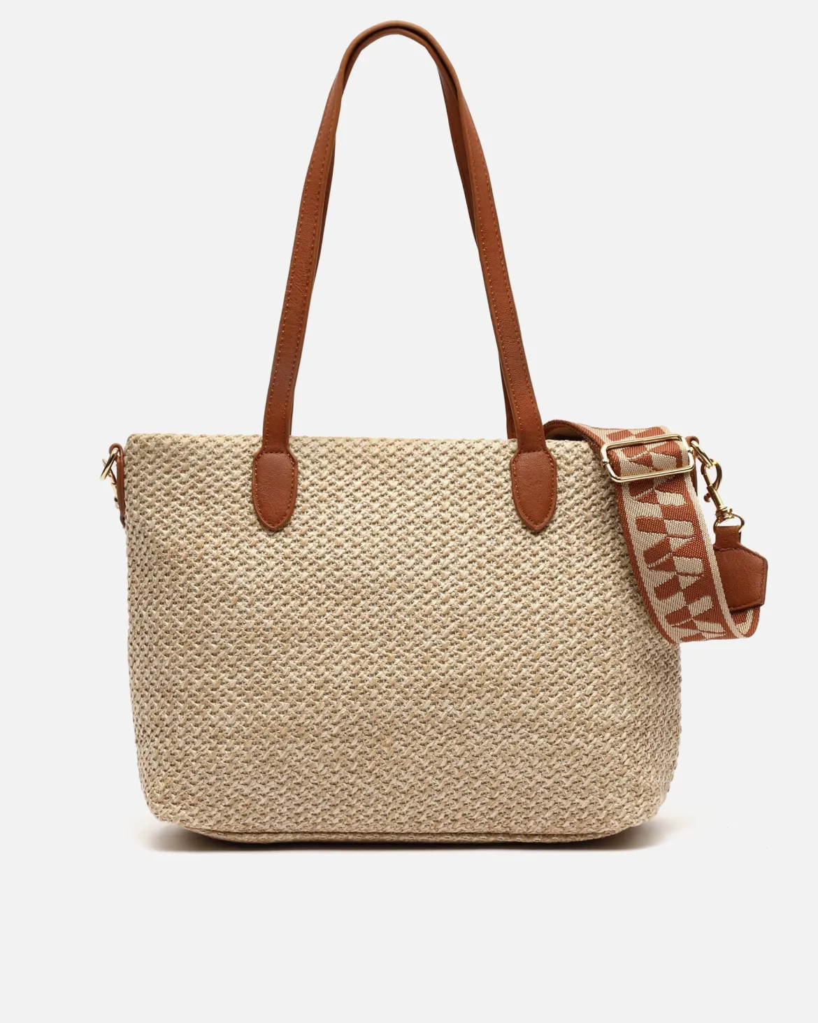 Bolso shopper efecto rafia con bandolera extraíble