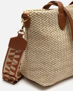 Bolso shopper efecto rafia con bandolera extraíble