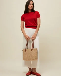 Bolso shopper efecto rafia con bandolera extraíble
