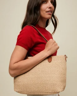 Bolso shopper efecto rafia con bandolera extraíble