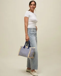 Bolso shopper estampado de rayas