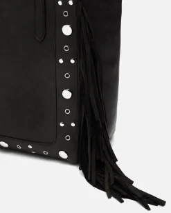Bolso shopper grande con detalles metálicos y flecos